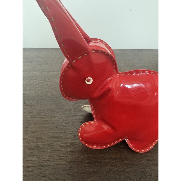 VTG Rabbit Bunny Red Patent Leather Toy Hand Sewn Plush Retro Shiny - Picture 6 of 10